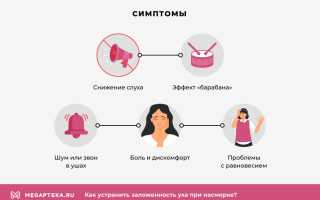 При насморке заложило ухо что делать