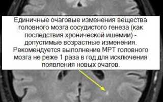 Единичные очаговые изменения вещества мозга дистрофического характера